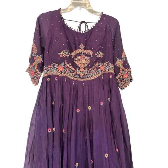 NWT Virmoya Wine Anarkali Suit with Beaded Sash size XL - Picture 2 of 14